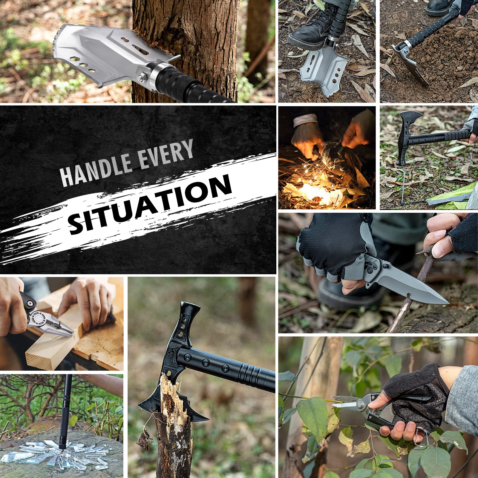 Best High Carbon Steel Camping Shovel & Axe Set - Survival Gear for Men | Perfect for Hiking, Backpacking & Emergency Outdoor Adventures