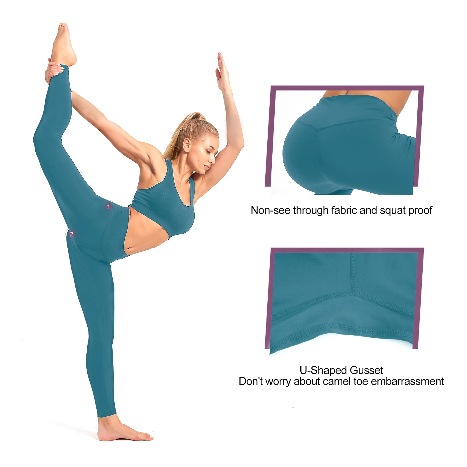 High Waisted Yoga Leggings for Women with Pockets - Tummy Control & Butt Lift Workout Leggings - Running, Gym & Lounge Pants for Active Women