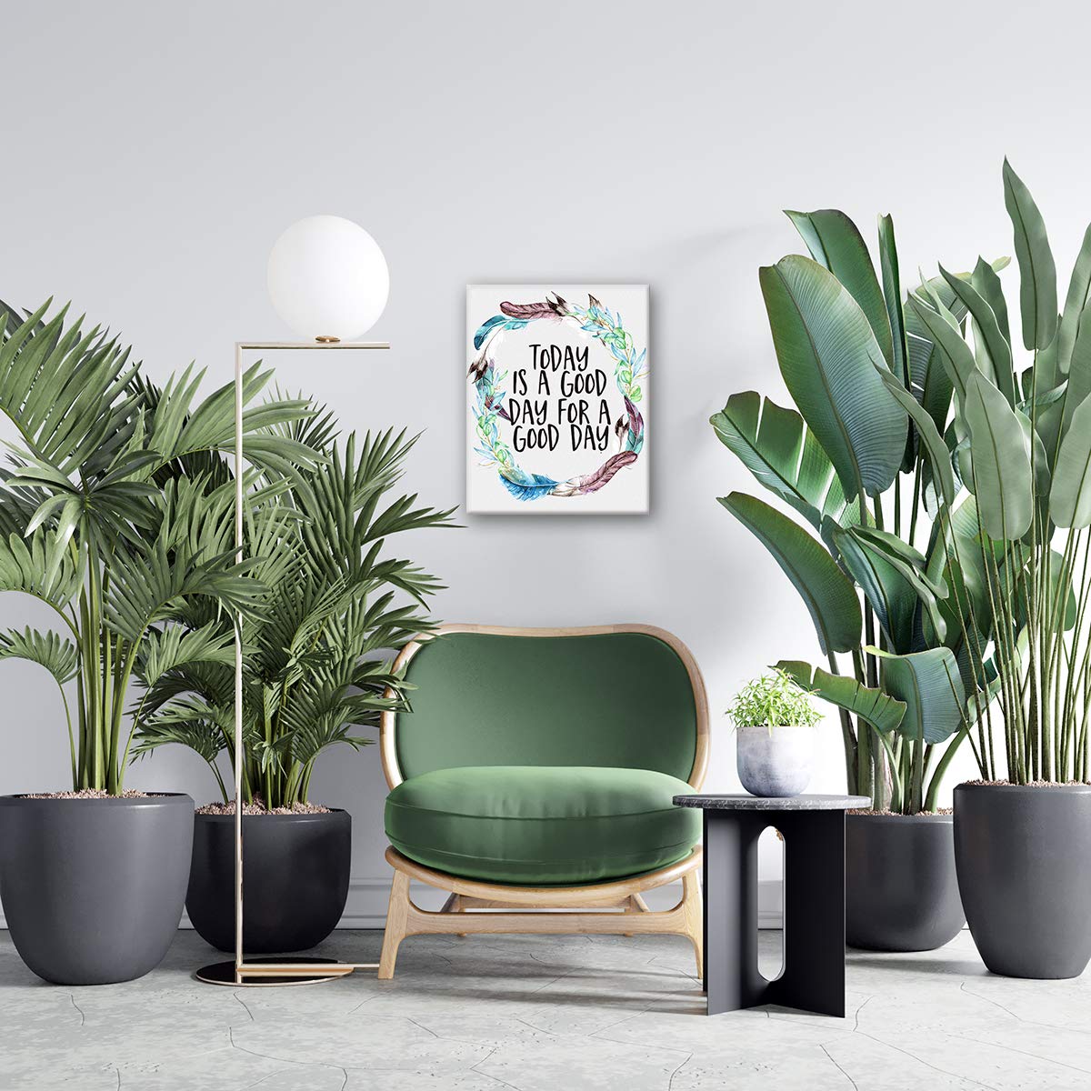 Inspirational 'Today is A Good Day' Quote Canvas Wall Art - Motivational Decor for Office, Studio, School Dorm, Living Room & Bedroom - Perfect for Home & Workspace Decor (White)
