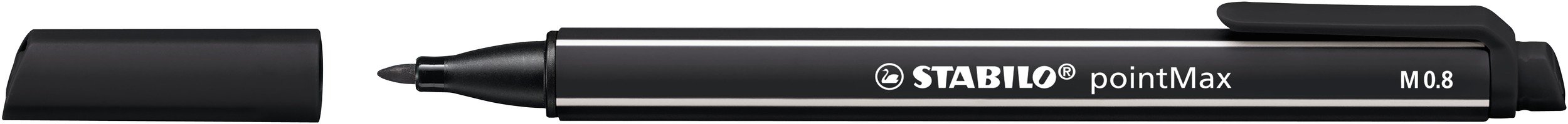 STABILO PointMax Nylon Fiber Tip Pens - 4 Pack, Medium Tip, Black - Ideal for Office, School, Note Taking & Art Projects