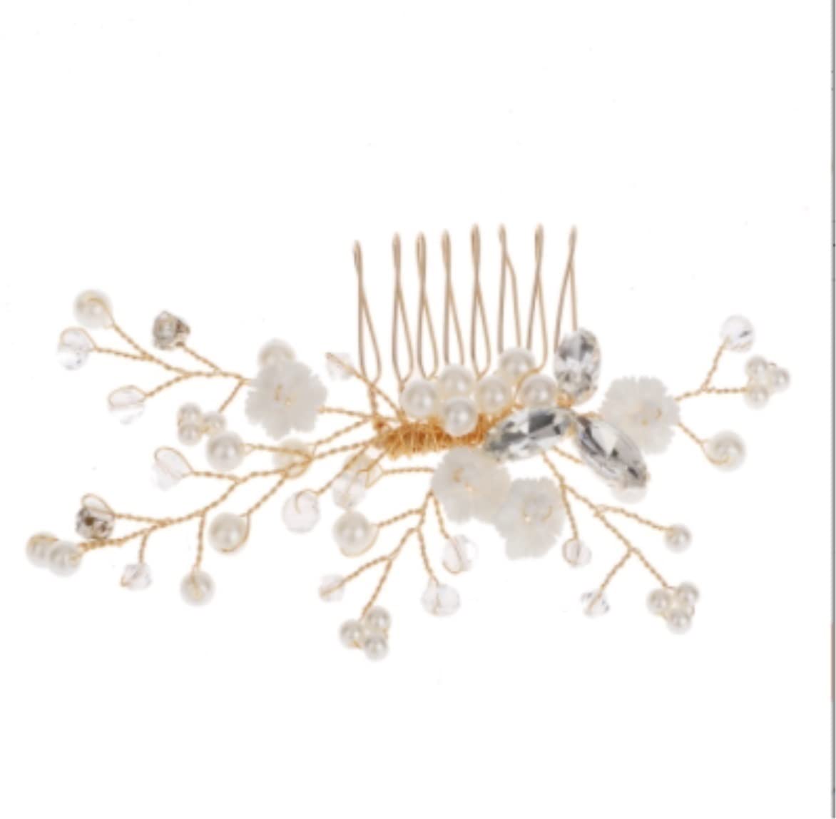 Handmade Crystal Rhinestone Wedding Hair Comb with Simulated Pearls - Elegant Bridal Hair Accessory for Weddings, Prom & Special Occasions
