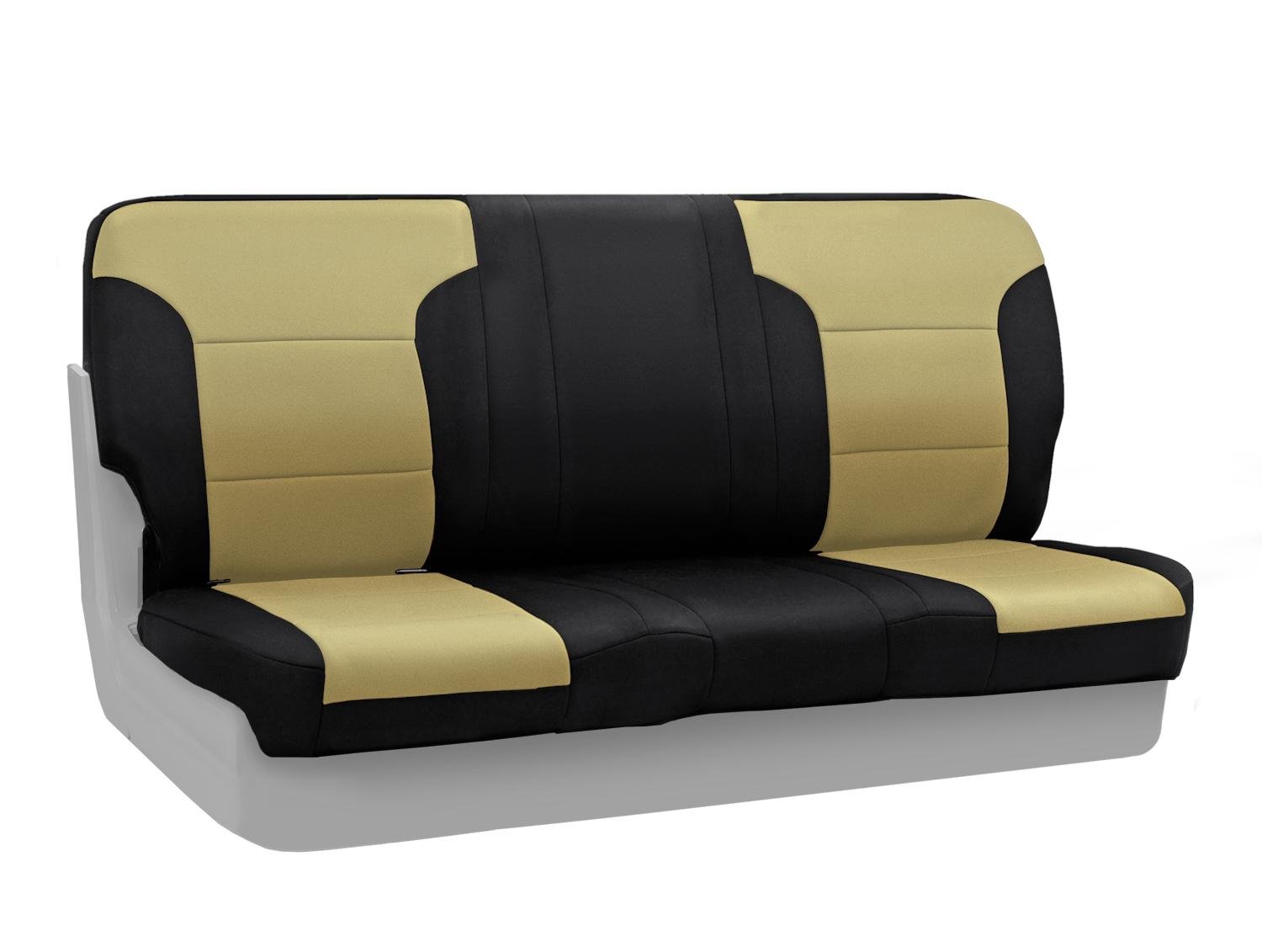 Custom Fit Neosupreme Rear Bench Seat Cover for Chevrolet Camaro - Tan with Black Sides | Waterproof & Anti-Slip Protection | Perfect for Road Trips & Pet Transport