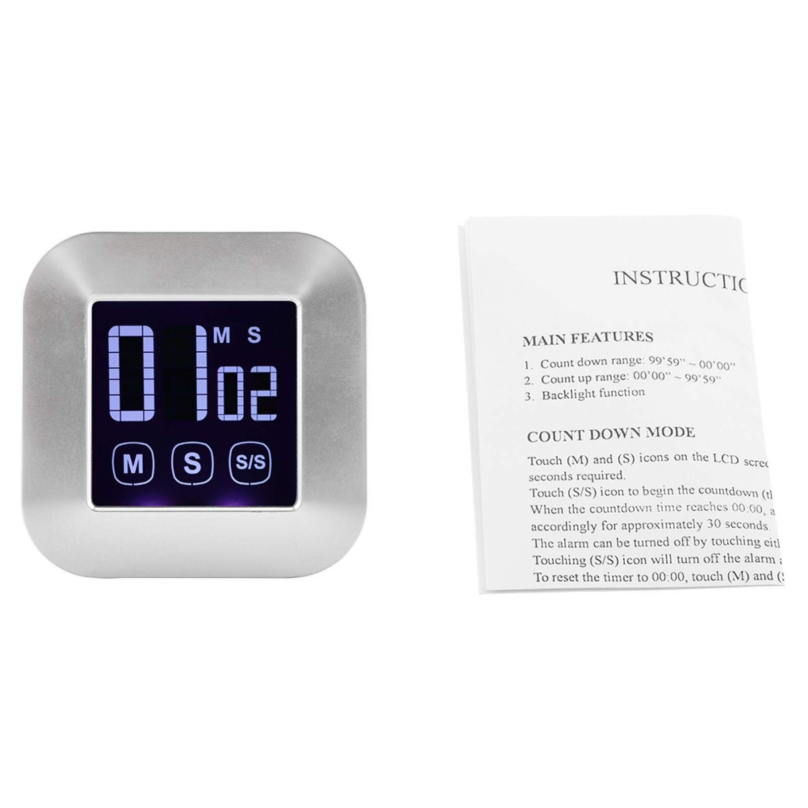 Large LED Display Digital Kitchen Timer with Touch Screen - Countdown Timer for Cooking, Baking, Exercise & Workouts - Perfect for Home Kitchen, Gym, and Office Use