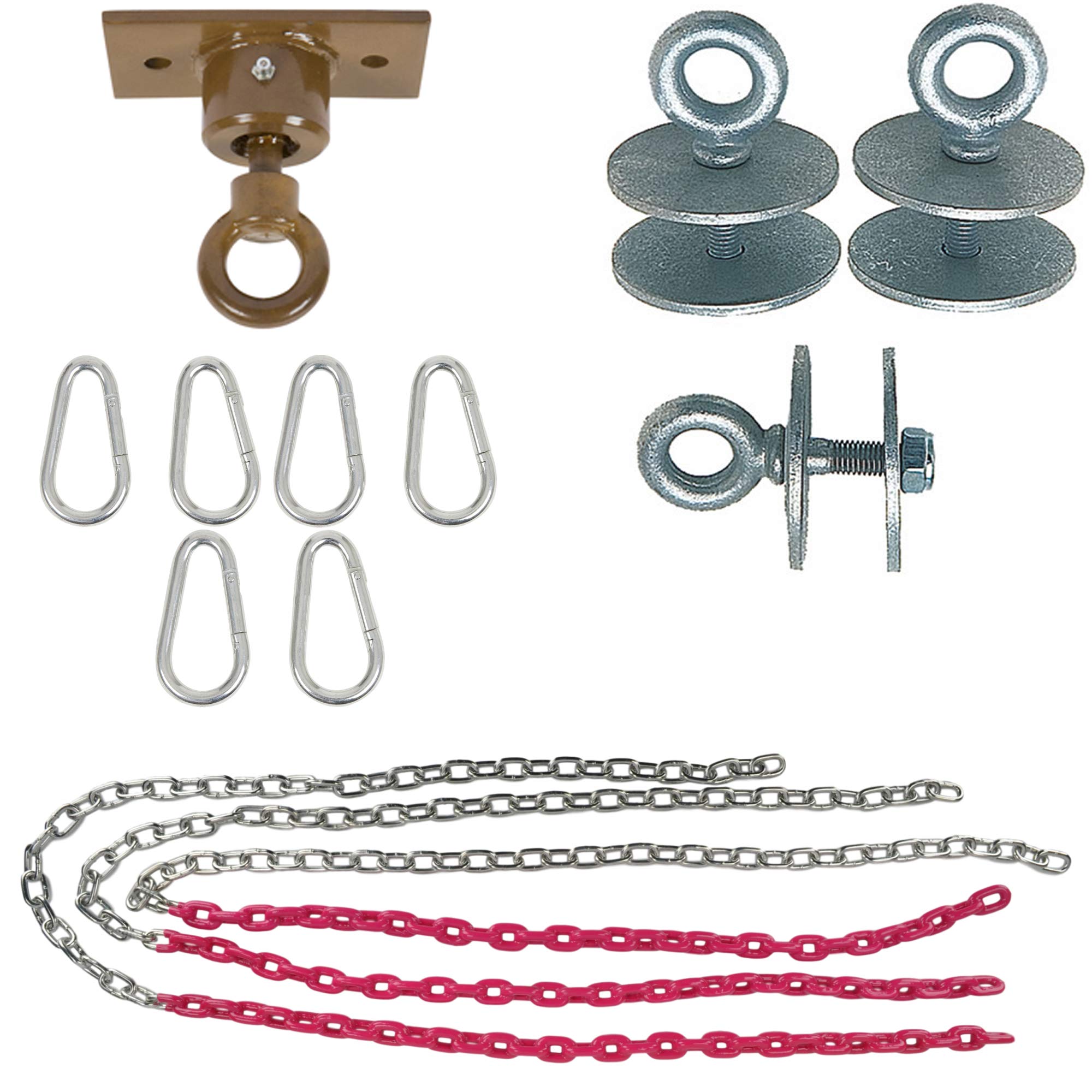 Light Duty Tire Swivel Kit (Pink) with SSS Logo Sticker - Swing Set Accessories for Playground & Backyard Fun - Durable Outdoor Swing Hanger Hardware by Swing Set Stuff Inc.