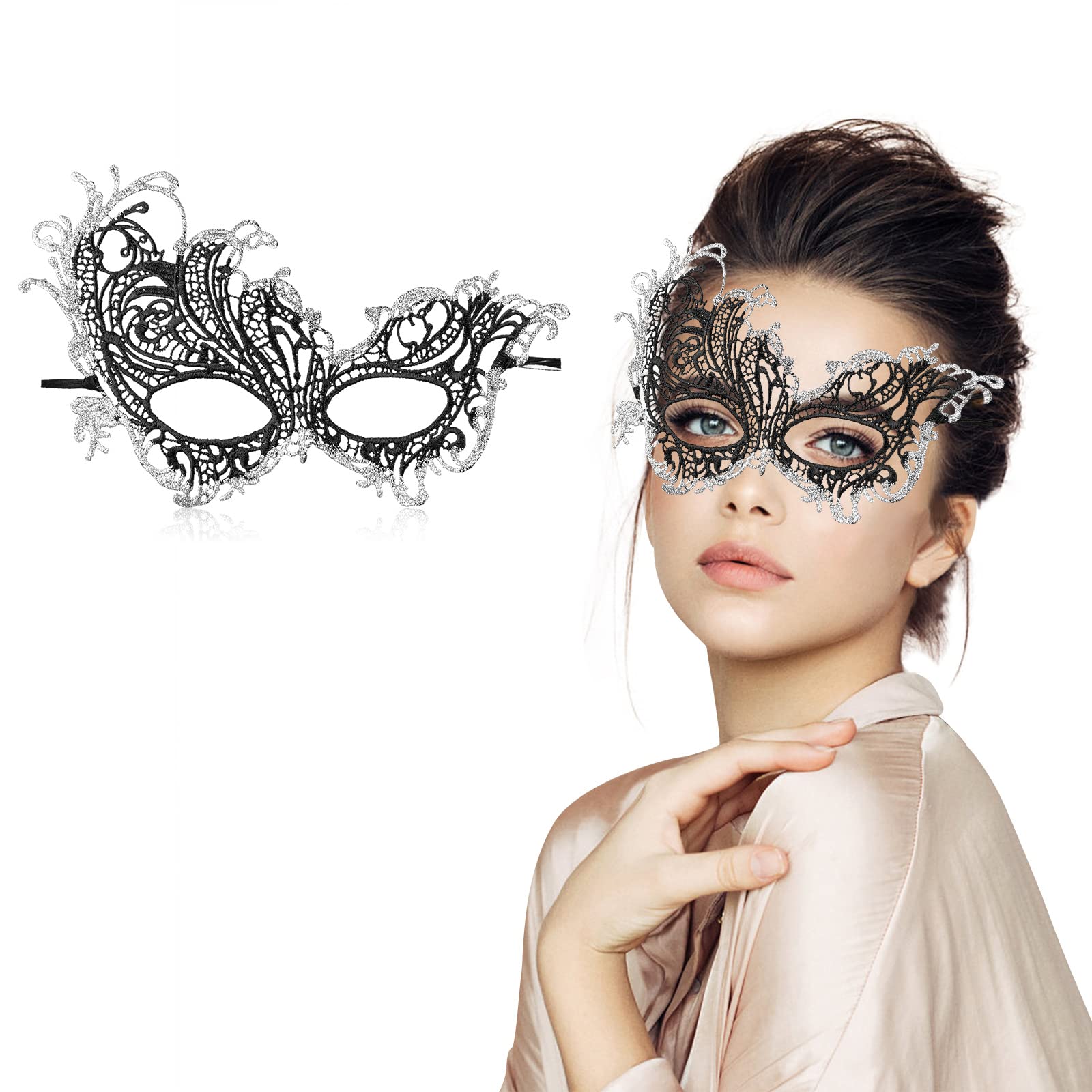 Elegant Black Lace Masquerade Mask for Women - Venetian Party & Halloween Costume