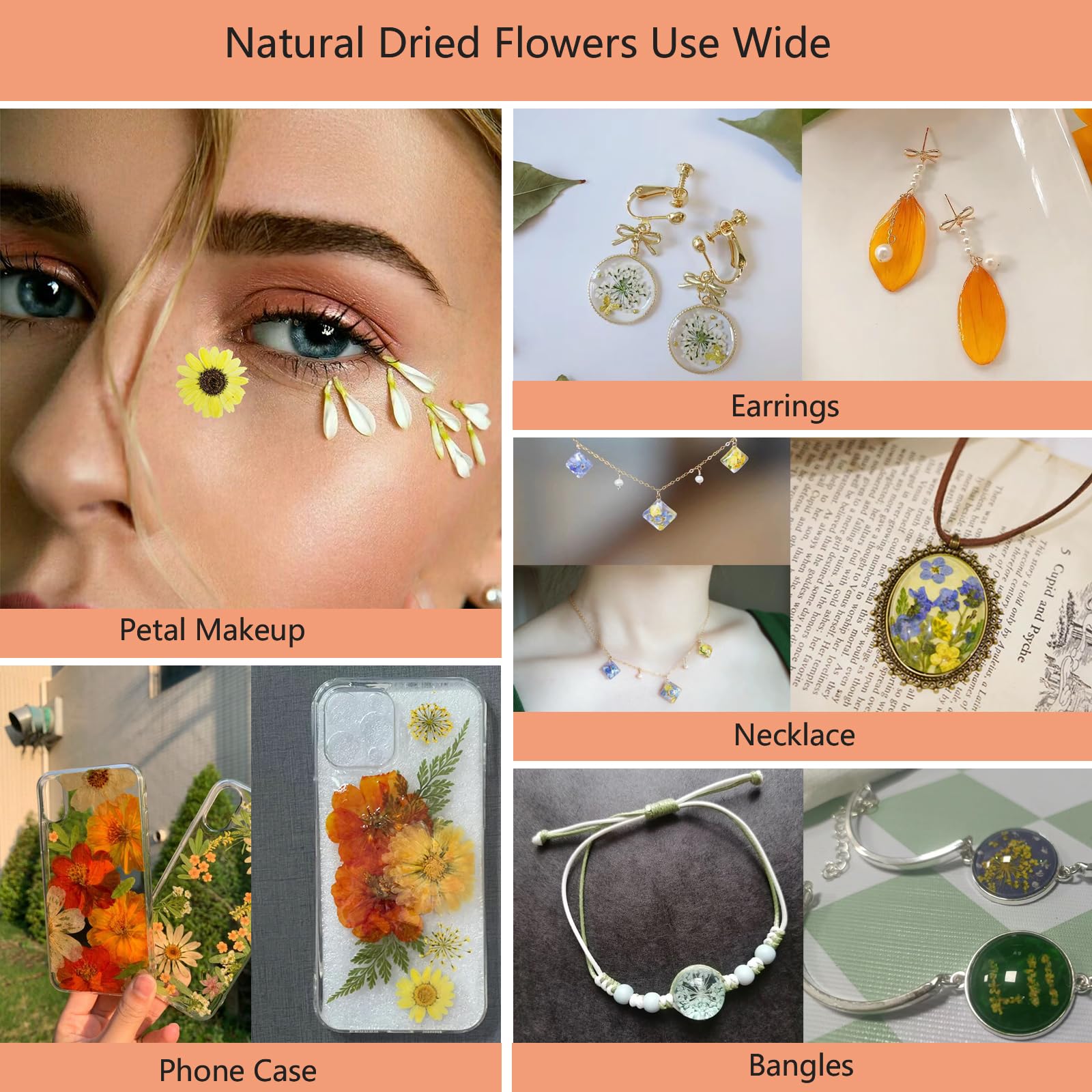 50 Pcs Natural Dried Pressed Flowers & Leaves Kit for Resin Art, DIY Crafts, Candle & Soap Making - Perfect for Christmas Gifts, Nail Decor & Home Decoration