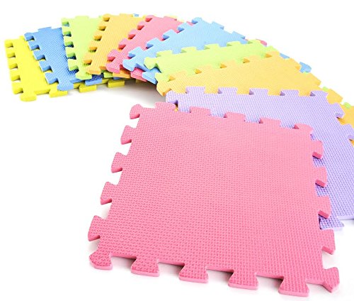 10-Piece Interlocking Floor Mats - Non-Slip Exercise & Play Mat Tiles for Kids, Home Gym, Garage Flooring - Soft Cushioned Safety Mats for Workout, Yoga, Playroom & Garage Protection (10 Sq Ft)