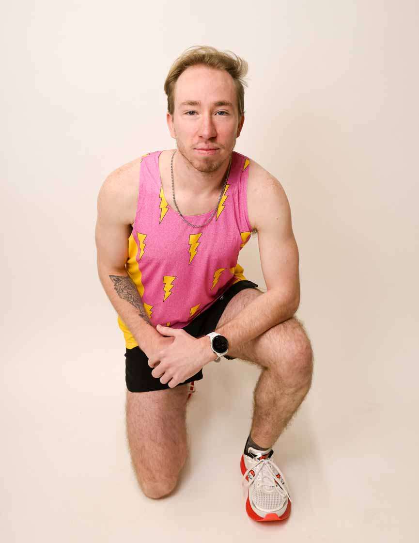 Men's Pink Bolts Performance Singlet - Breathable Workout Tank Top for Gym & Running - Ideal for CrossFit, Weightlifting & Athletic Training