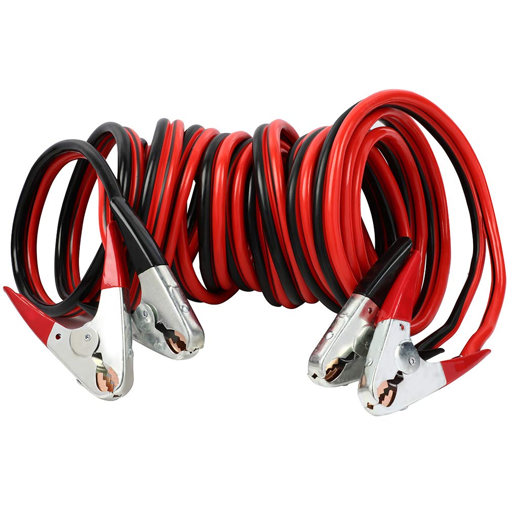 Heavy Duty 1 Gauge 30FT Jumper Cables for Car Battery - Emergency Booster Cable with Tire Repair Kit for Trucks, SUVs, Farm Equipment & Diesel Vehicles - Perfect for Roadside Emergencies and Vehicle Maintenance