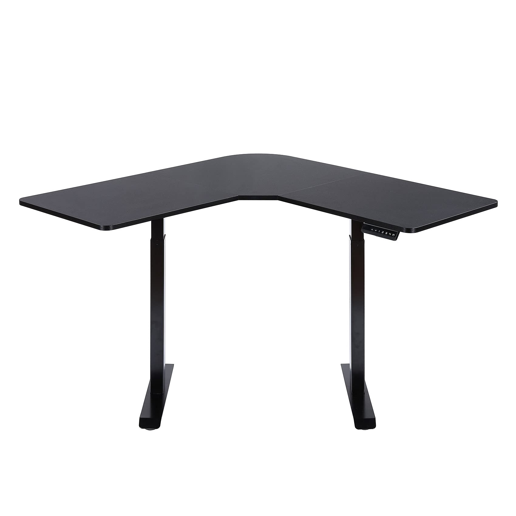 UNICOO L-Shaped Dual Motor Electric Height Adjustable Standing Desk - Black Frame & Black Top | Corner Computer Desk for Home Office, Gaming & Writing Workstation | Perfect for Remote Work, Online Classes & Ergonomic Workspaces