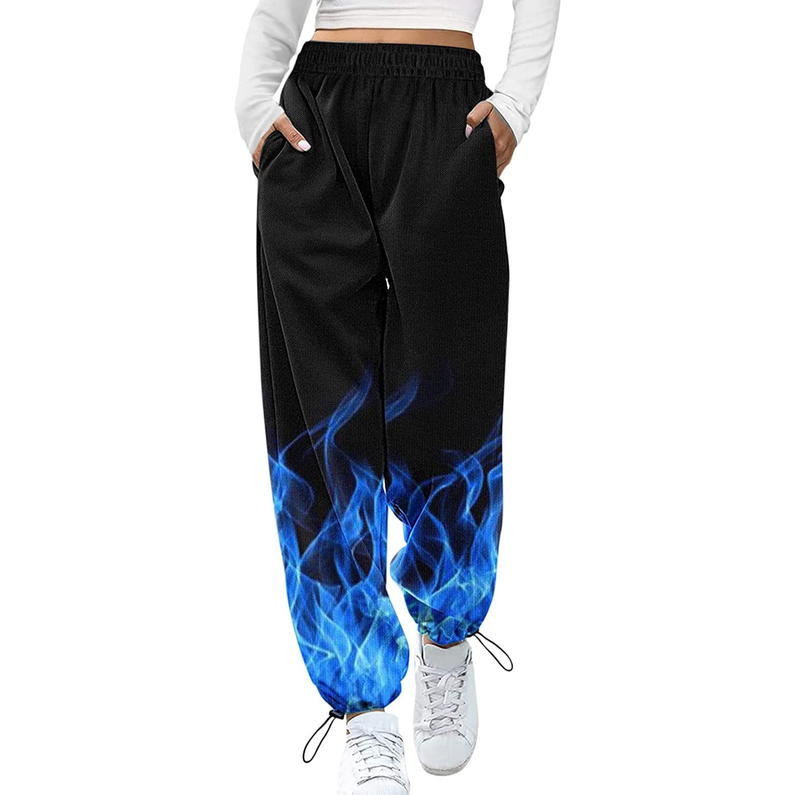 BLVB Women's High Waist Gradient Sweatpants - Loose Fit Lounge Pants with Pockets for Yoga, Running & Casual Wear | Comfortable Workout & Home Pants for Women