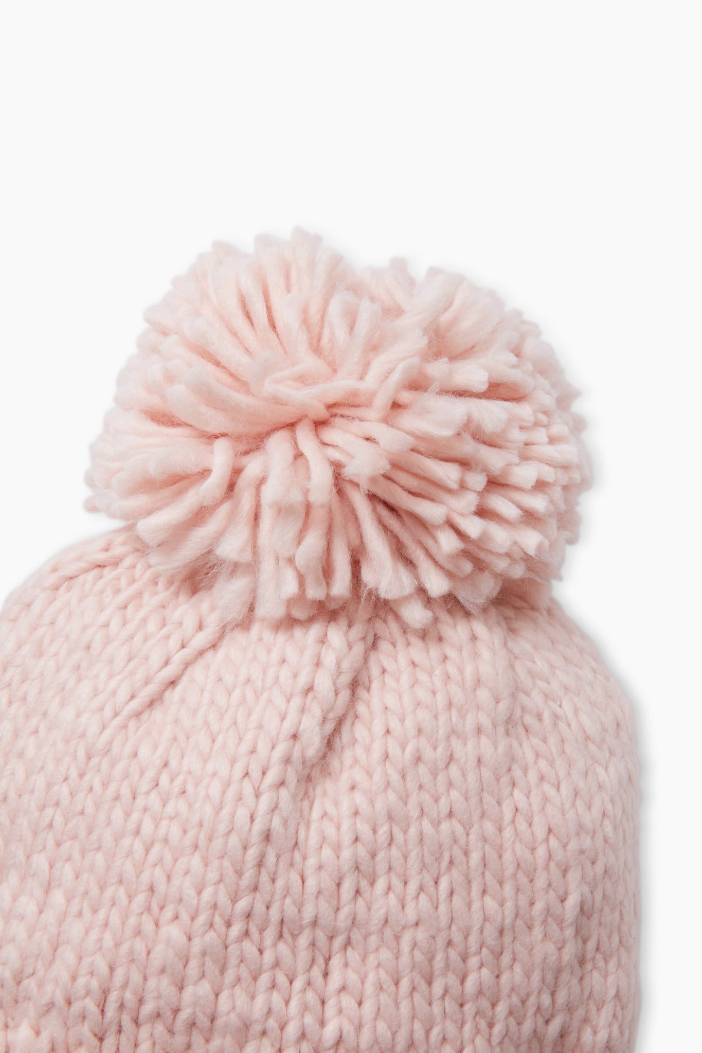 Blush Hand Knitted Basic Pom Beanie - Soft Winter Hat for Women & Girls - Perfect for Cold Weather, Outdoor Activities & Fashion