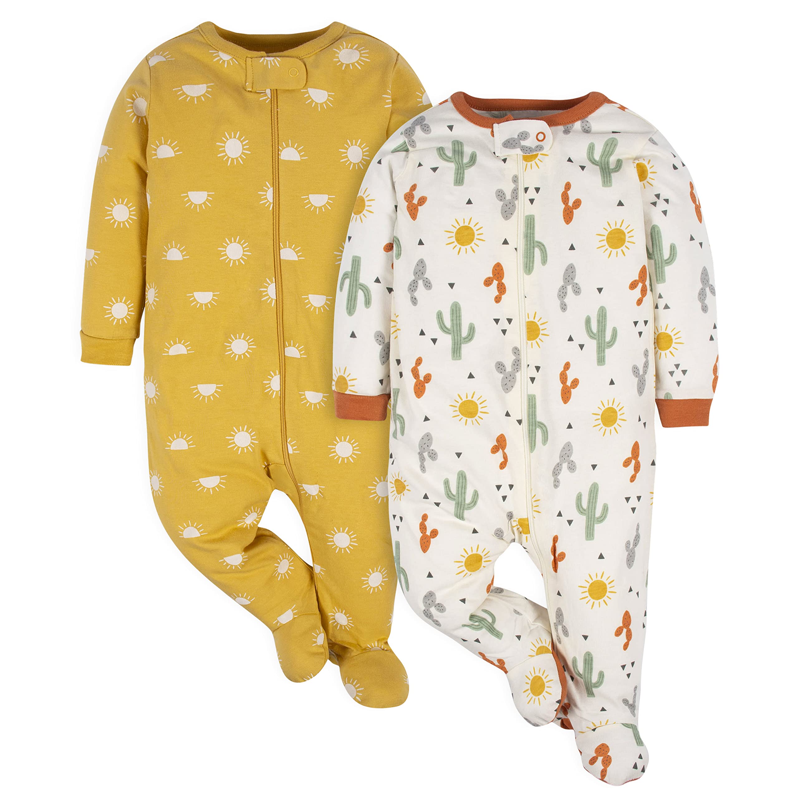Gerber Baby 2-Pack Sleep 'N Play Footie Pajamas - Soft Cotton Infant Sleepwear for Boys & Girls (Newborn-24M) - Perfect for Nursery, Bedtime & Lounging