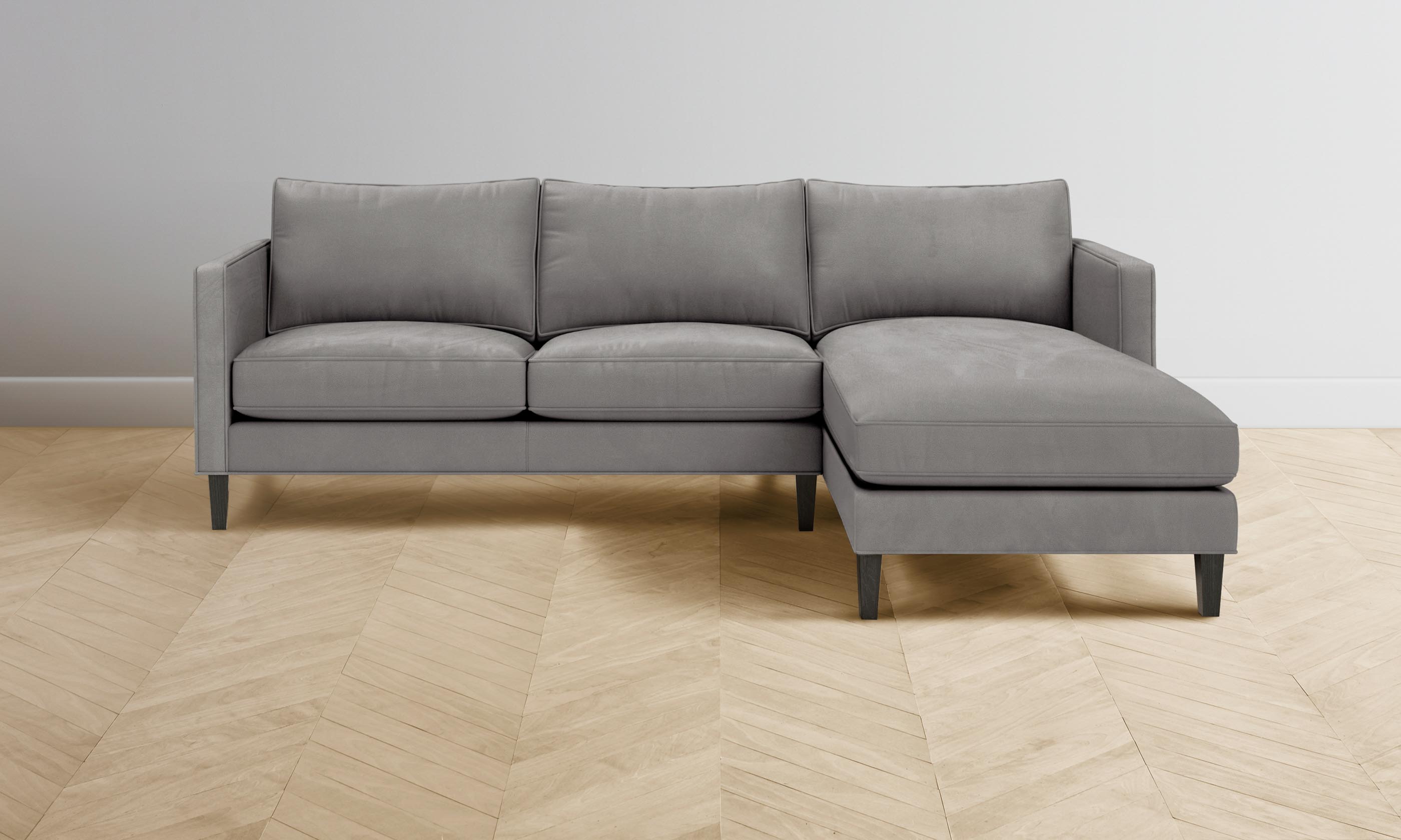 Premium Crosby Sectional Sofa - Genuine Nubuck Leather in Asphalt Gray | Modern Living Room Furniture for Home Theater & Family Gatherings