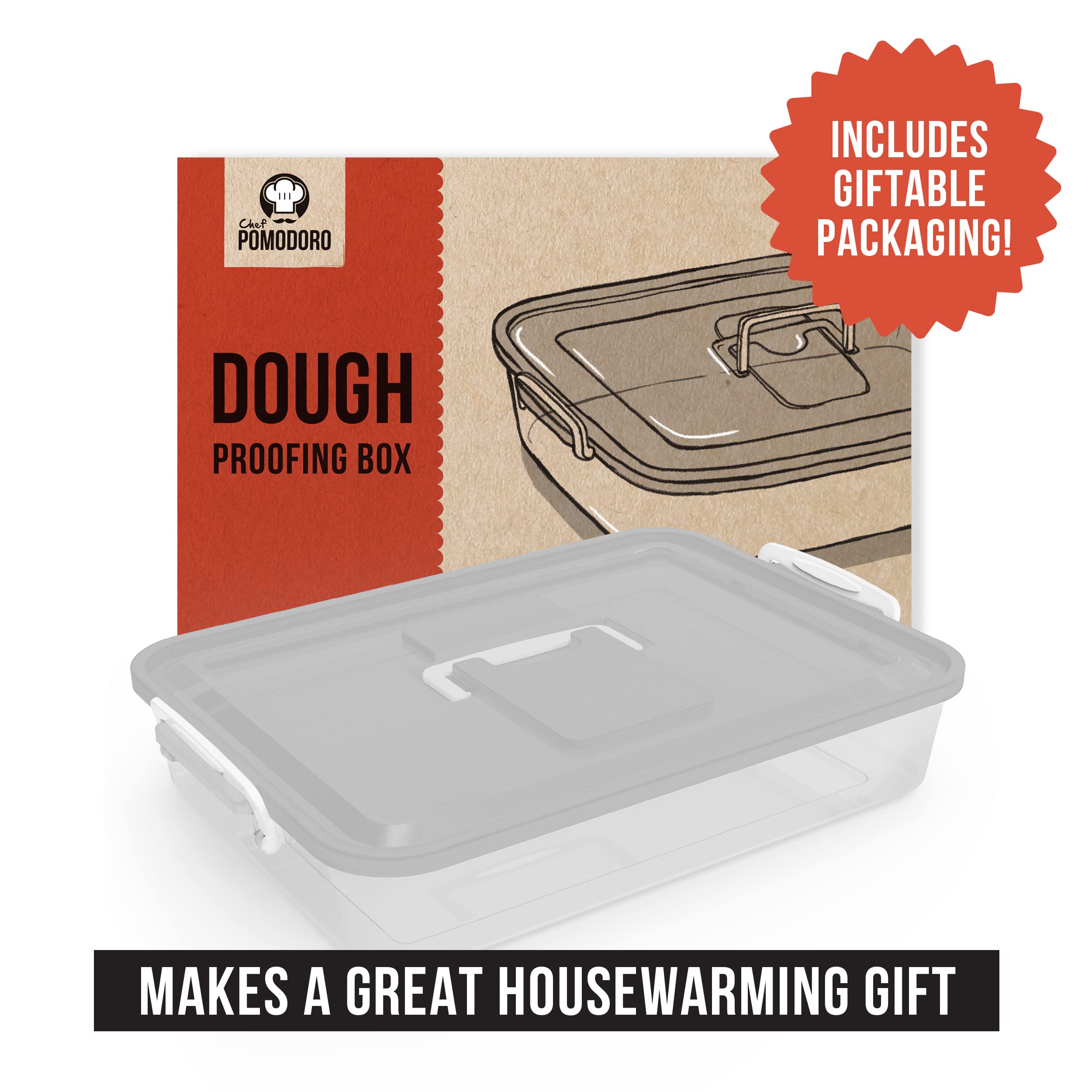 Professional Pizza Dough Proofing Box - 14 x 11 Inch Dough Rising Container for 4-6 Balls, Home Pizza Making Kit with Carry Handle (Grey) | Perfect for Homemade Pizza, Bread & Pastry Dough Preparation in Kitchen, Bakery & Restaurants