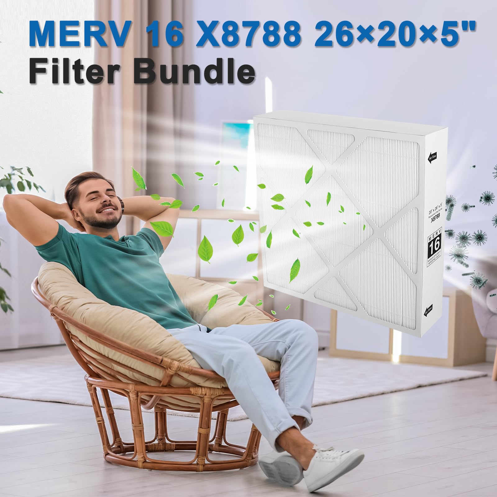MERV 16 Air Filter 20x26x5 - Healthy Climate Replacement Filter Compatible with Lennox PCO20-28 PureAir Cleaner | Home HVAC System, Allergy & Asthma Relief, Air Purification for Cleaner Indoor Air