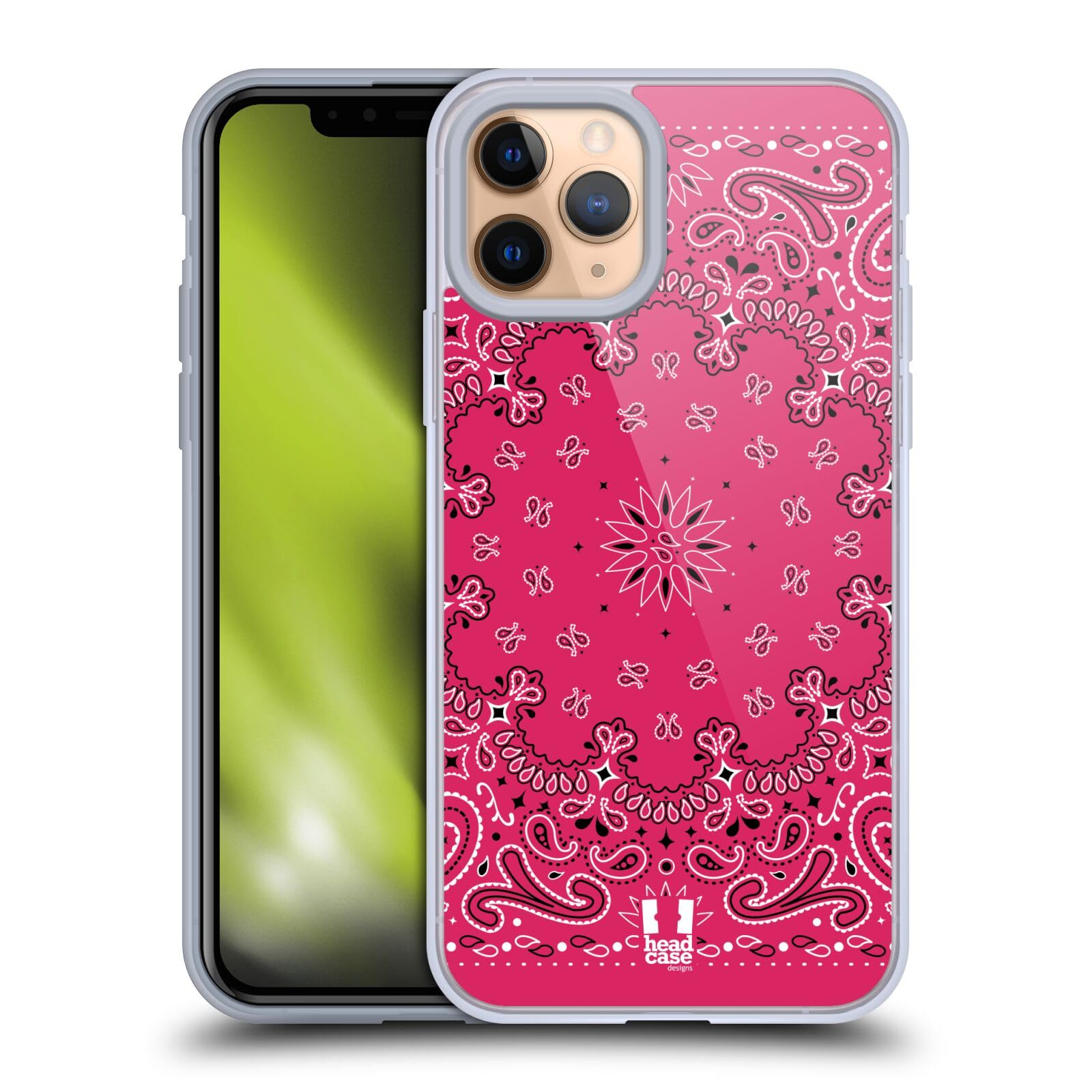 Head Case Designs Classic Pink Paisley Bandana Soft Gel Phone Case Compatible with Apple iPhone 11 Pro - Stylish Protection for Everyday Use, Work & Travel