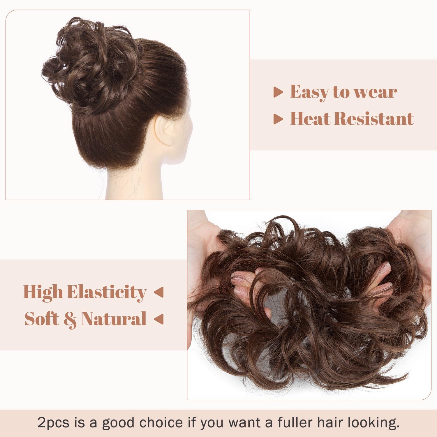 Messy Bun Hair Piece for Women - Synthetic Hair Extensions for Quick & Easy Updos - Perfect for Weddings, Parties & Everyday Styling