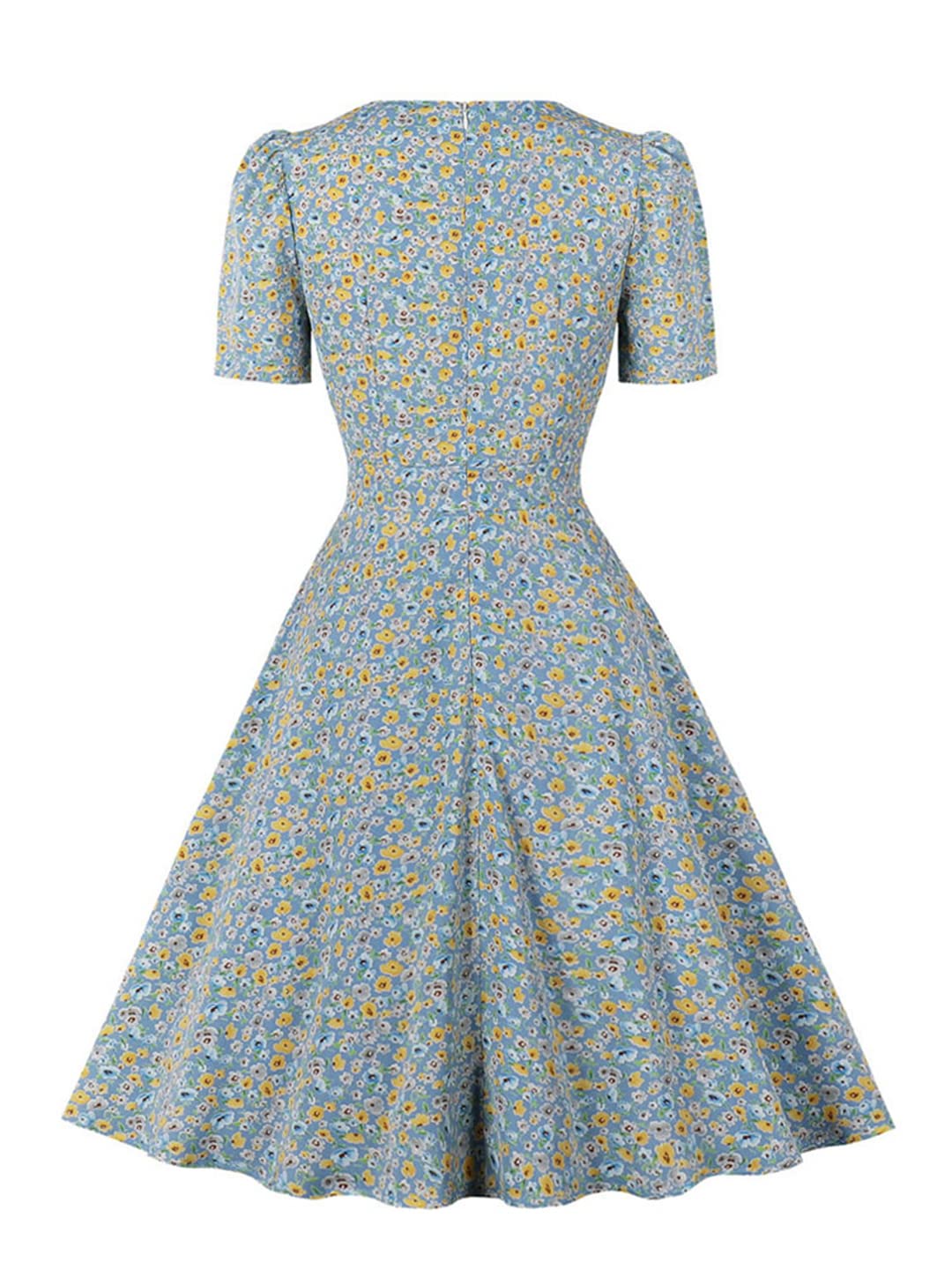 Women's Floral V-Neck Short Sleeve Ruffle Mini Dress - Summer Beach Casual Pleated Flowy Dress for Vacation, Date Night & Outdoor Parties