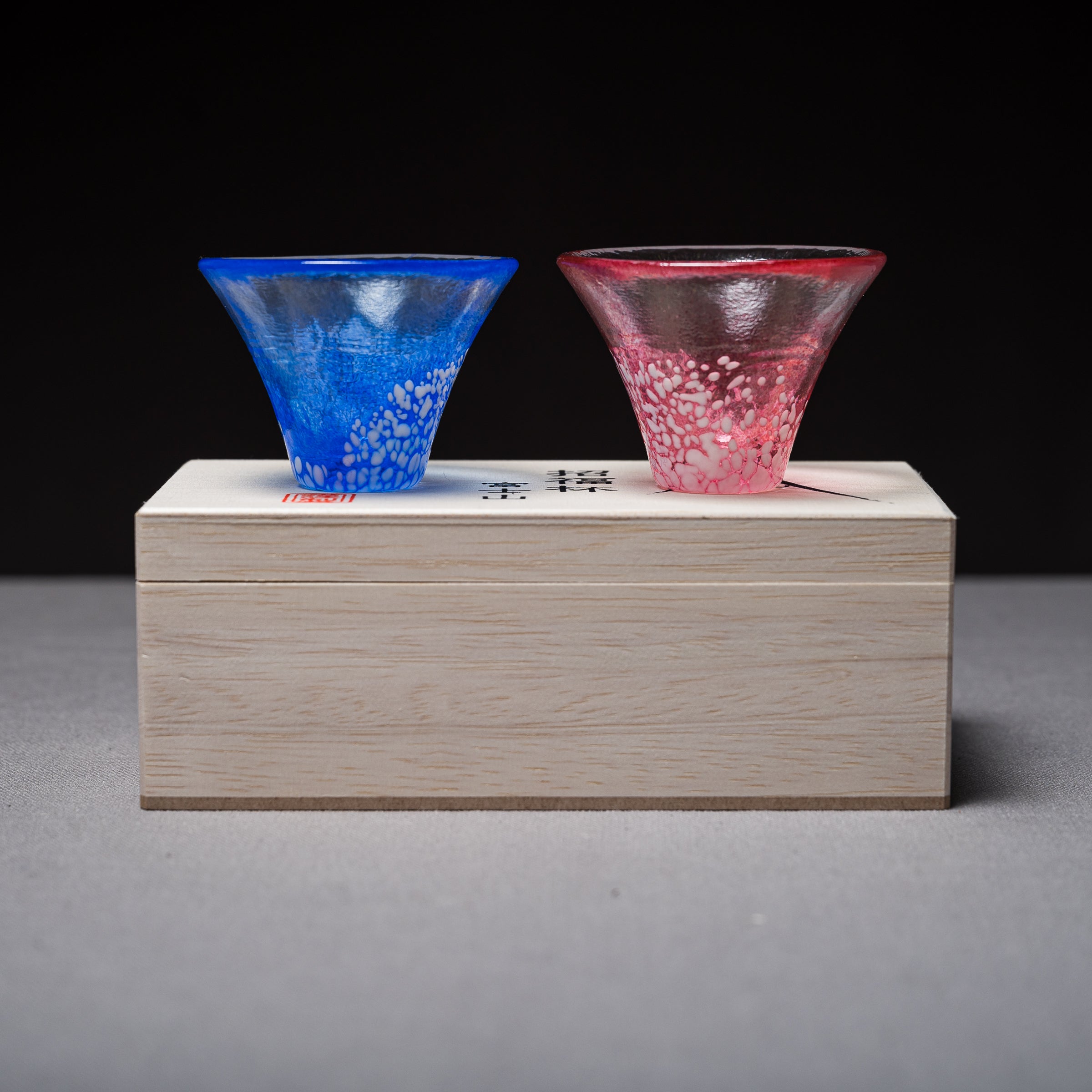 Mt. Fuji Pair Sake Cup Set with Wooden Gift Box - Traditional Japanese Ceramic Drinking Cups for Sake, Wine & Tea - Perfect for Home Bars, Japanese Restaurants & Cultural Gift Giving
