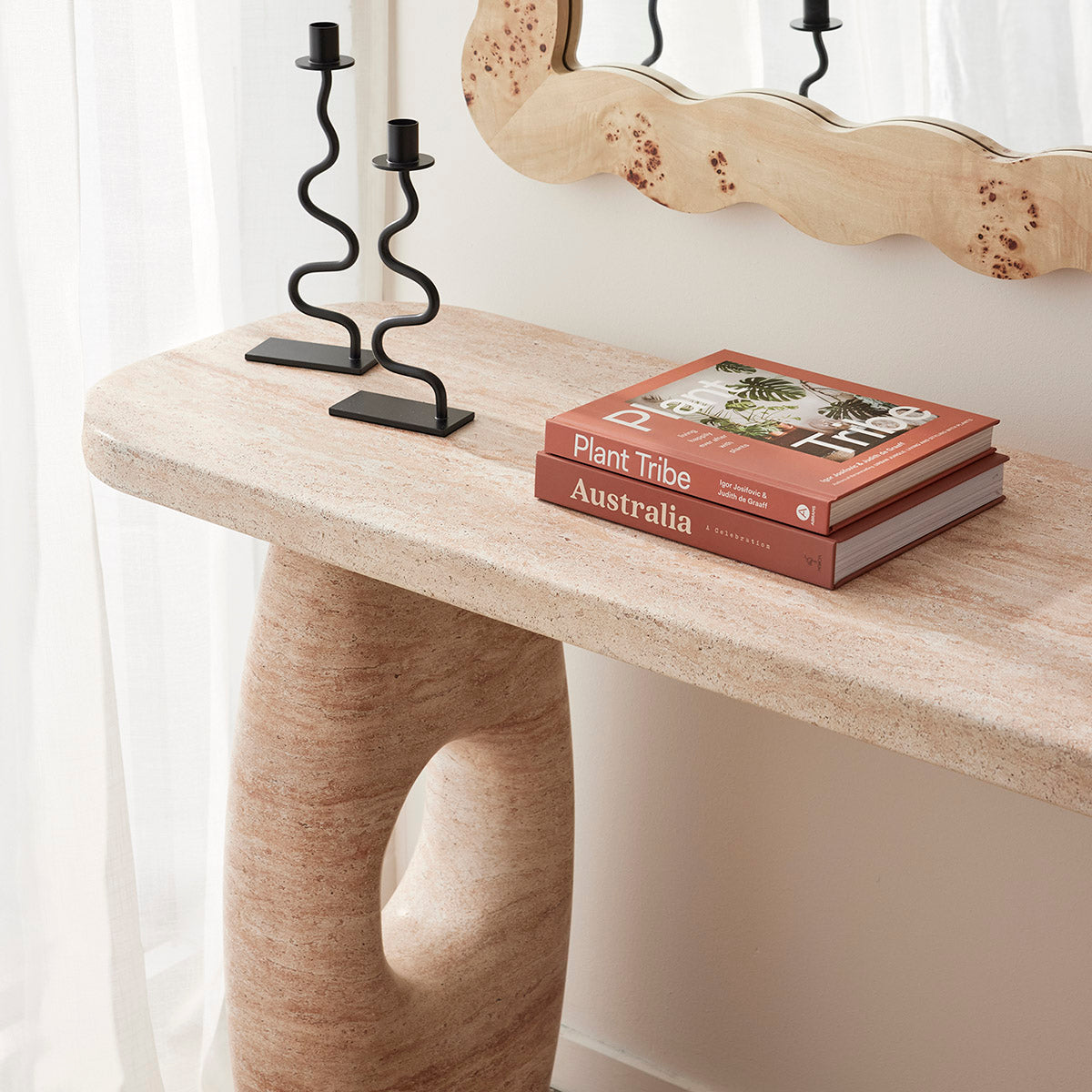 Azzurra Console Table - Modern Travertine Finish Entryway Furniture for Living Room & Hallway Decor