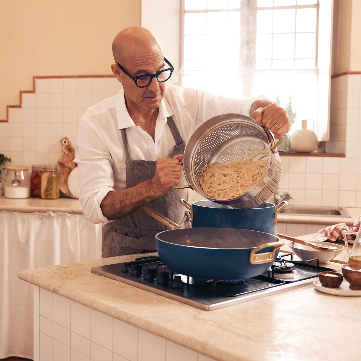Stanley Tucci™ 10-Piece Ceramic Nonstick Cookware Set with Free Cookbook | Marino Blue | Perfect for Home Cooking, Gifting & Professional Chefs