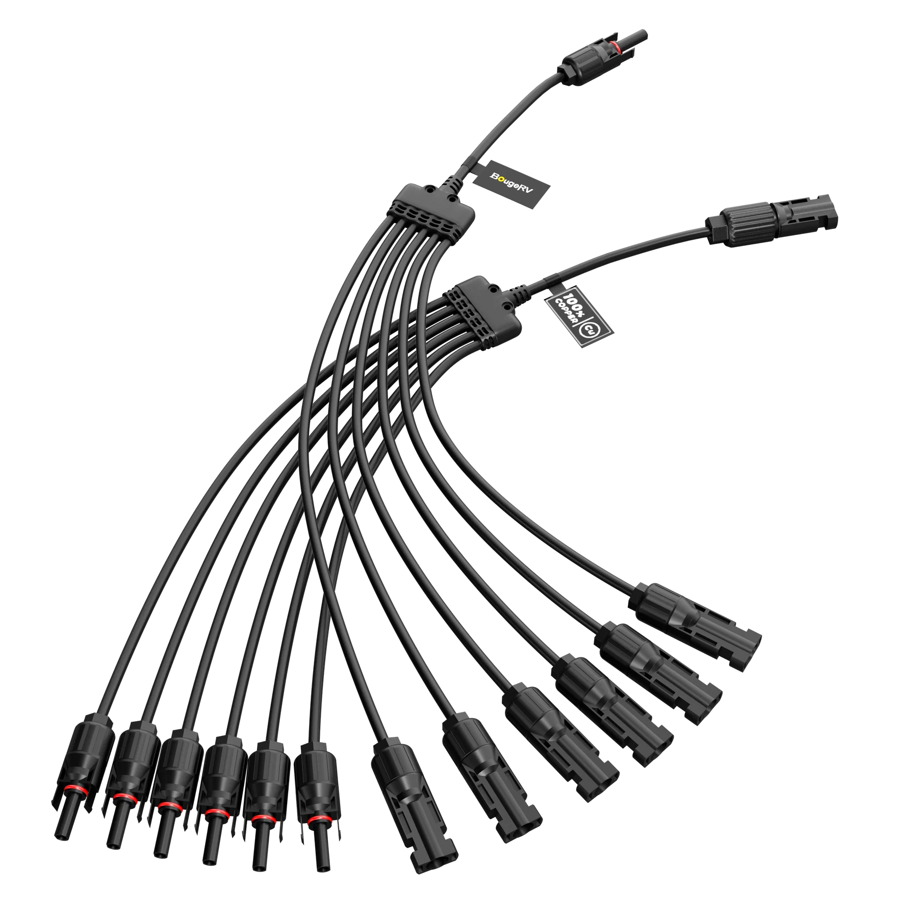 BougeRV 1 to 6 Solar Panel Parallel Connectors Kit - High Efficiency Solar Cable Wire for RV, Boat, Off-Grid Power System - Perfect for Camping, Emergency Backup & Outdoor Adventures