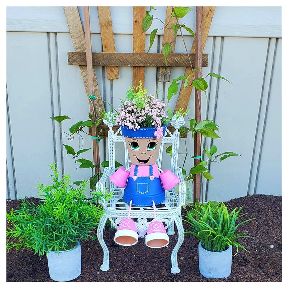 Country Kid Clay Pot People Planter - Funny Mini Succulent & Flower Pot Head Planter, Unique Garden Decor Art for Home, Office Desk, or Gift Idea | Adorable Plant Pot for Cacti, Herbs & Small Flowers
