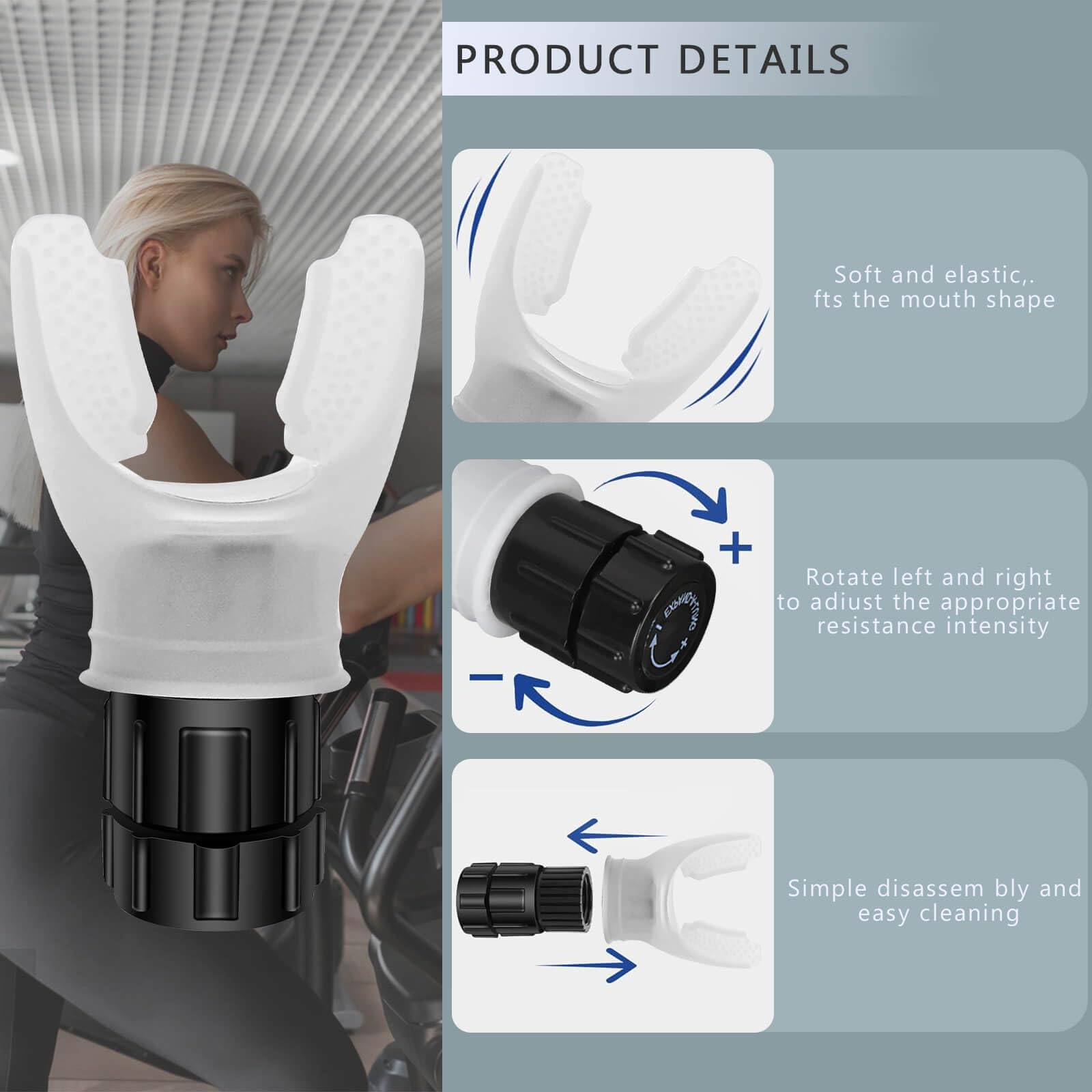 Portable Breathing Exercise Device - Adjustable Resistance Trainer for Oral & Muscle Strengthening | The Breather Respiratory Muscle Trainer | Easy to Clean (White) | Ideal for COPD, Asthma Recovery & Fitness Training