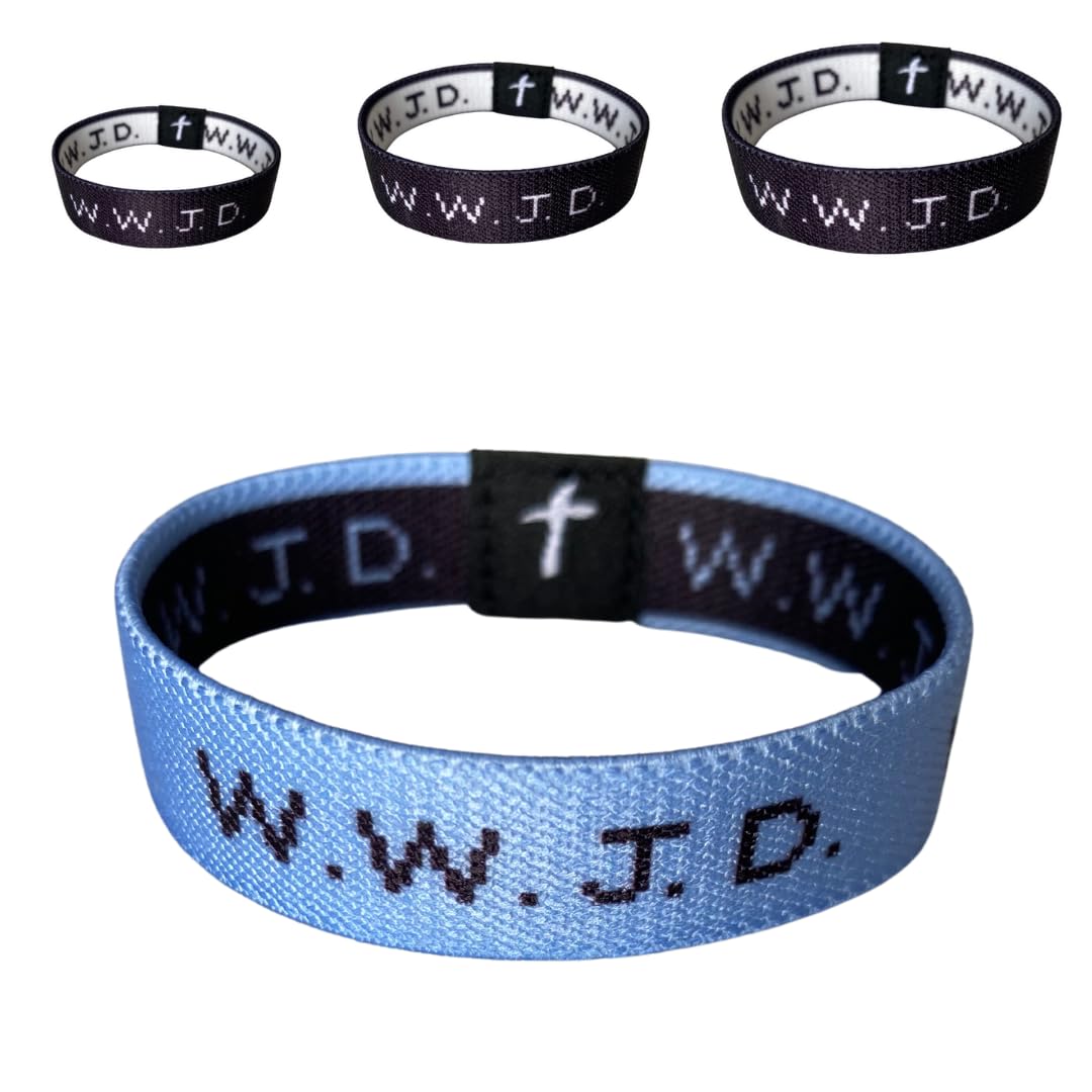 WWJD Bracelets - Stretchable Elastic Wristbands for Men & Women - Christian Faith Inspired Jewelry - Perfect for Daily Wear, Church, Prayer & Gifts