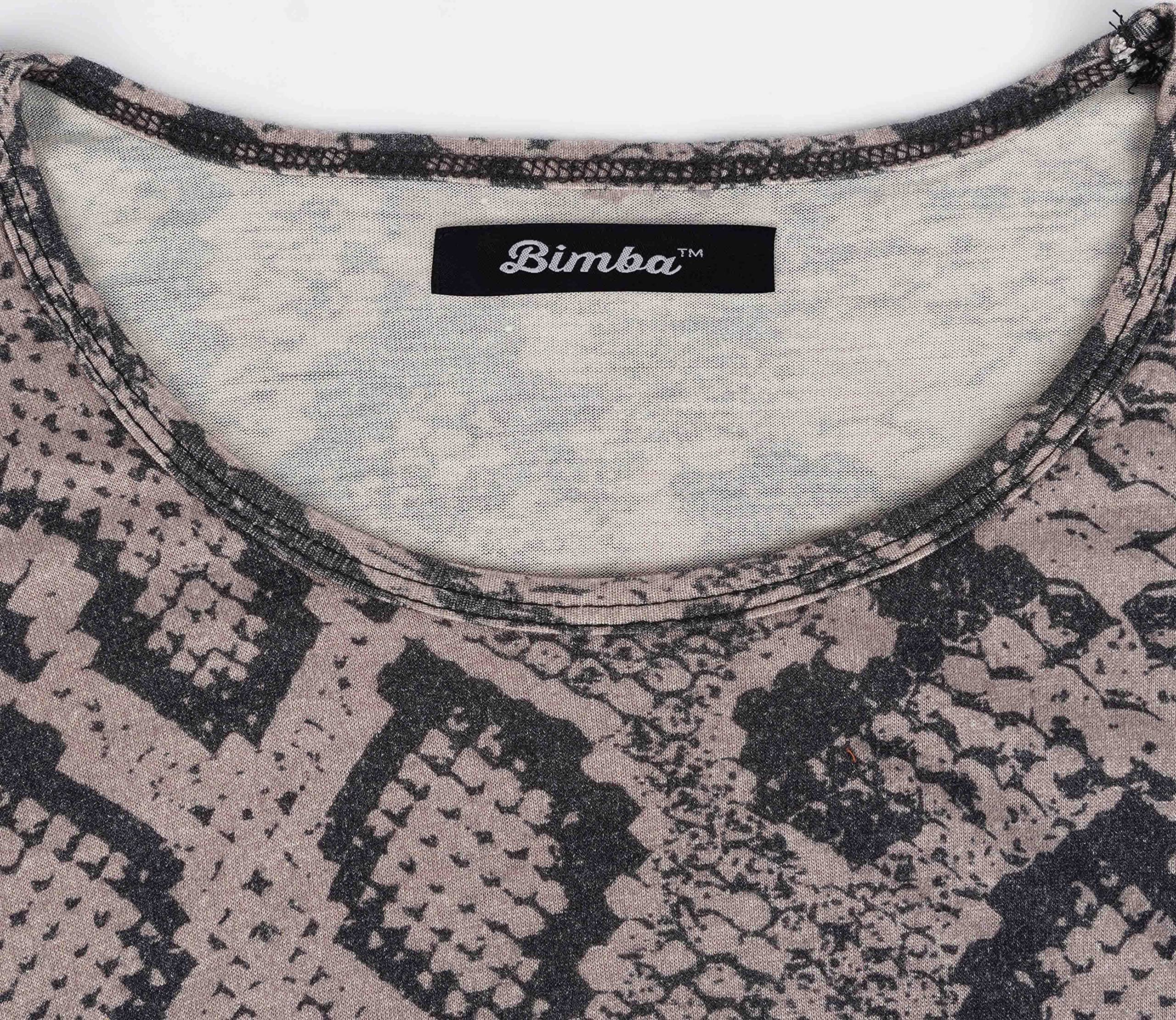 Bimba Women's Printed Long Bodycon Dress with Pockets - Full Sleeve Midi Dress for Casual Wear, Party & Office Outfits