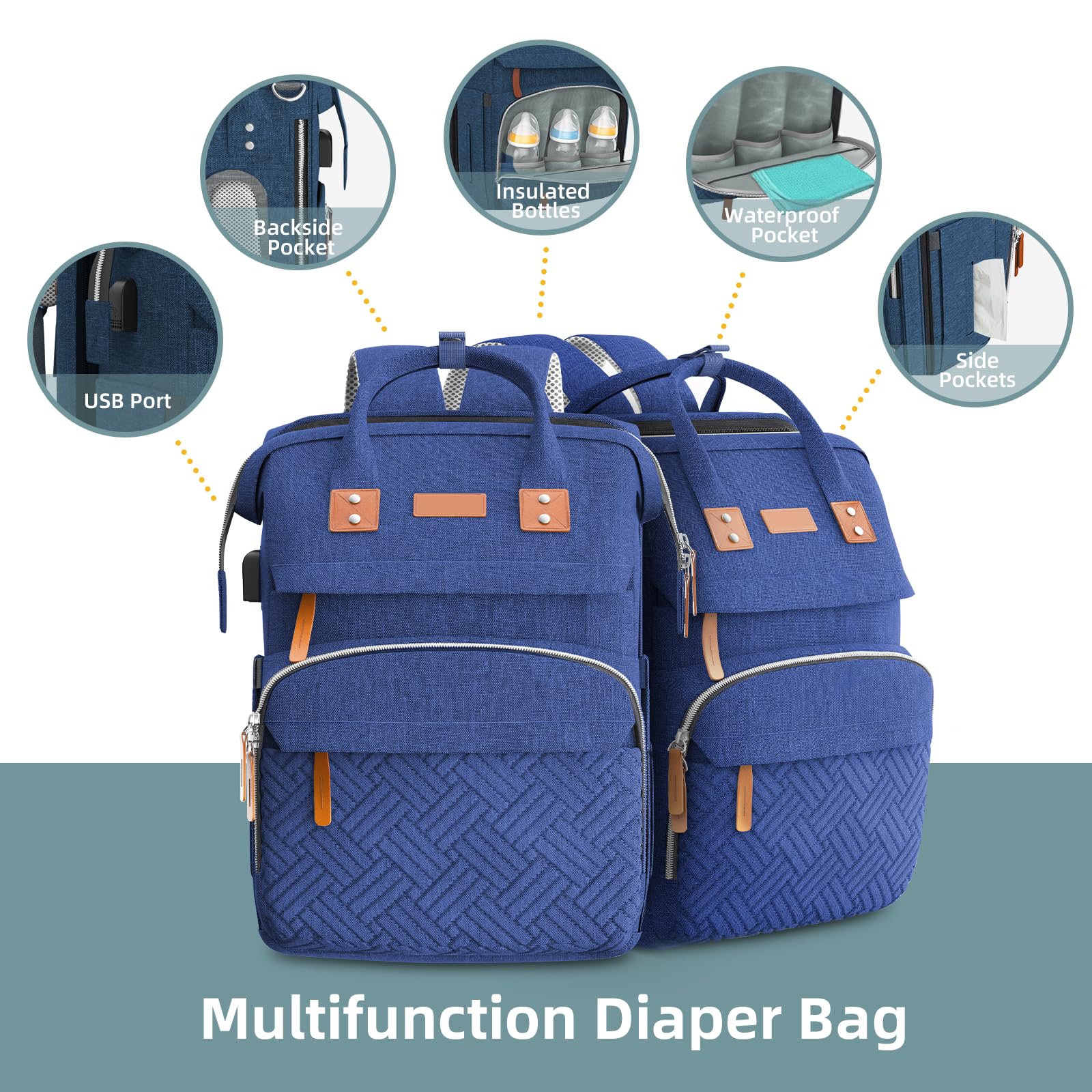 ISMGN Large Diaper Bag Backpack - Multifunctional Baby Diaper Bag with Insulated Pockets, Stroller Straps & Changing Pad - Perfect for Travel, Daycare & On-the-Go Parents
