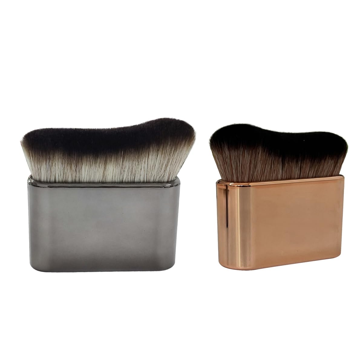 2PCS Body Tanning Brush & Kabuki Makeup Brush Set - Large Fake Tan Applicator for Face, Body & Leg Makeup (Rose Gold & Black) - Perfect for Self-Tanning, Airbrush Makeup & Contouring