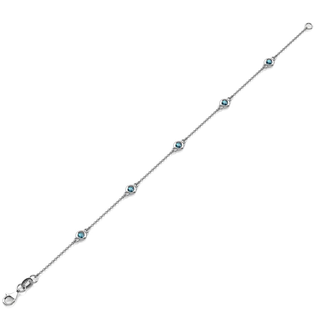 TriJewels 5-Stone London Blue Topaz 1/2 ctw Petite Women's Bracelet in 14K Gold - Elegant Jewelry Gift for Birthday, Anniversary & Special Occasions