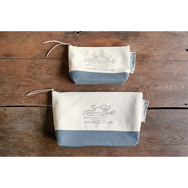 Premium TRAVELER'S COMPANY x The Superior Labor Engineer Pouch - Compact Blue Gray Organizer for Travel, Office & Daily Essentials | Perfect for Tech Gadgets, Stationery & Small Accessories