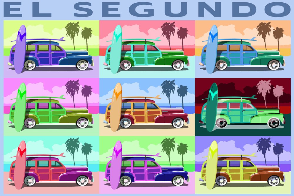 Woody Pop Art 49522 - Signed 24x36 Master Art Print | California Beach Wall Decor Poster | Perfect for Living Room, Bedroom & Office Decor
