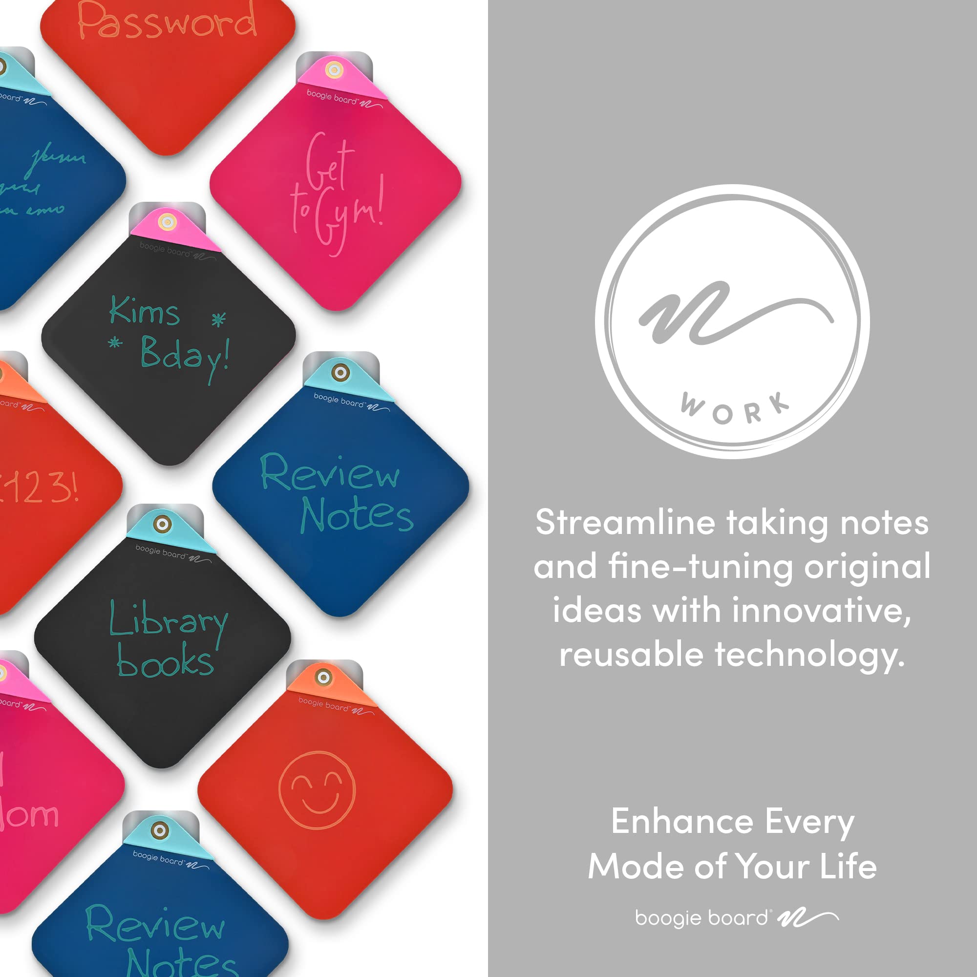 Boogie Board VersaNotes Starter Pack - Reusable 3-Pack 4x4 Dry-Erase Boards with Magnetic Mounting Plates & VersaPen - Eco-Friendly Sticky Note Alternative for Home, Office & Classroom - Perfect for To-Do Lists, Brainstorming & Memo Boards