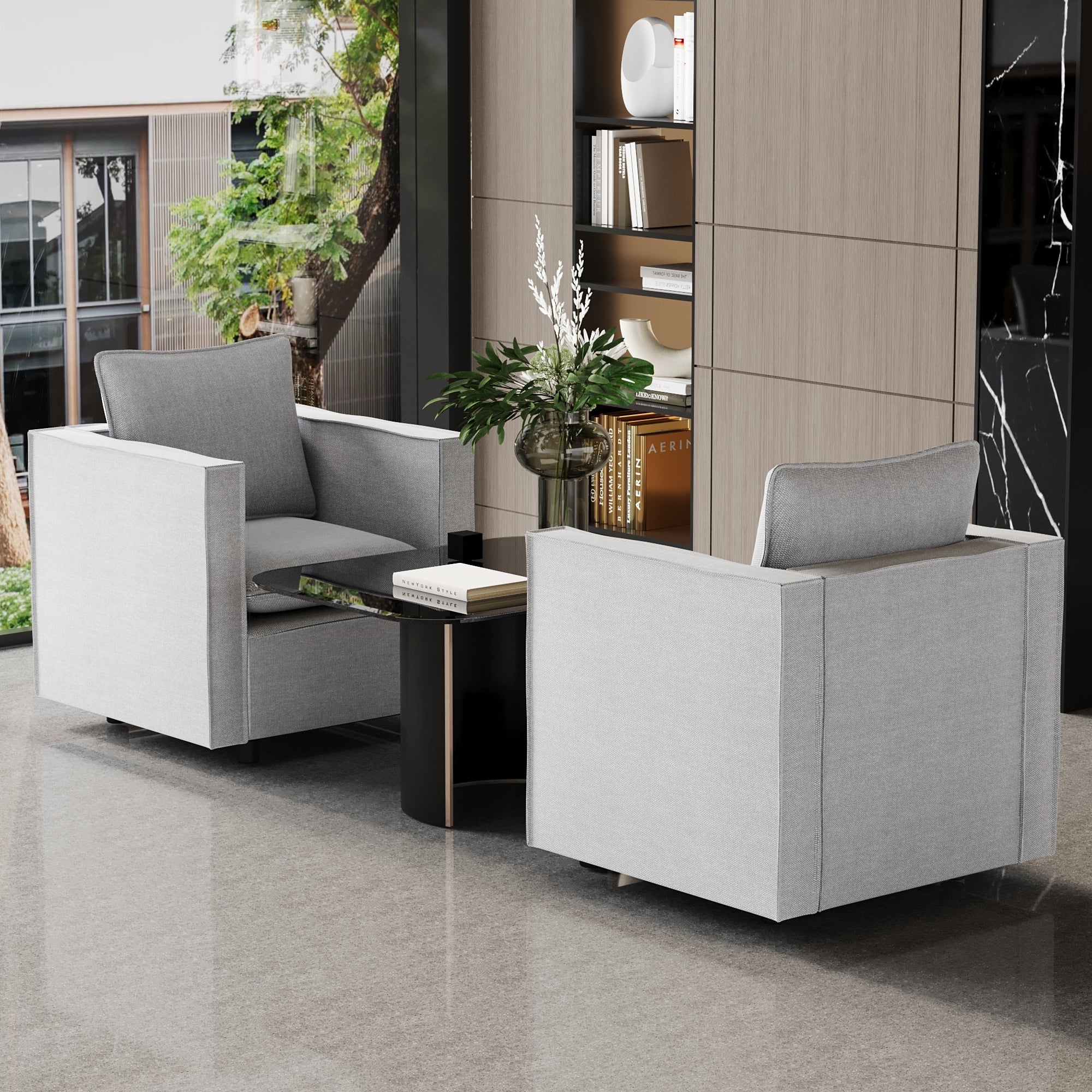 Modern Gray Single Sofa Chair - Soft Breathable Seat Cushion & Comfortable Armchair for Bedroom, Living Room Corner, or Reading Nook - Decorative & Cozy Home Furniture