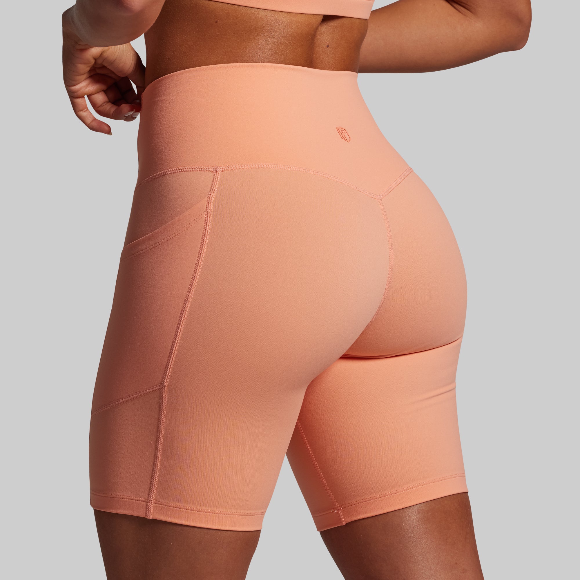 Tempo Biker Shorts for Women - High Waist Breathable Workout Shorts in Melon Color | Perfect for Cycling, Running, Yoga & Gym