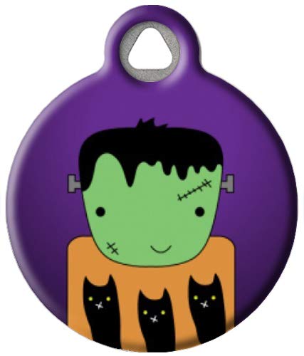 Custom Halloween Frankenstein Pet ID Tag for Dogs & Cats - Personalized Engraved Small Dog Tag with Funny Cute Design - Perfect for Halloween Costumes, Pet Safety & Holiday Collar Accessories