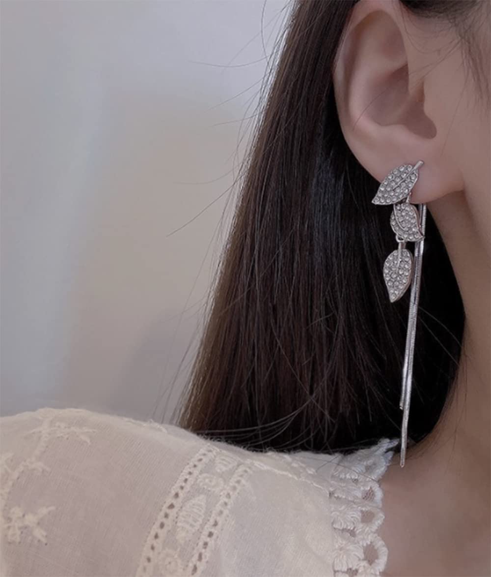 Gold Leaf Tassel Earrings for Women - Elegant Dangle Drop Earrings for Wedding, Brides & Bridesmaids - Perfect for Formal Events, Parties & Special Occasions