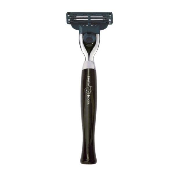 Edwin Jagger Black & Chrome Mach3 Razor for Men - Premium Safety Razor for Close Shave - Perfect for Travel & Daily Grooming