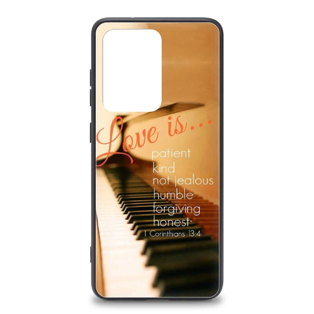 Custom Bible Verse Piano Samsung Galaxy Note 20 Ultra 5G Case - Black TPU Protective Shockproof Non-Slip Cover with Tempered Glass | Perfect for Church, Worship & Christian Daily Use