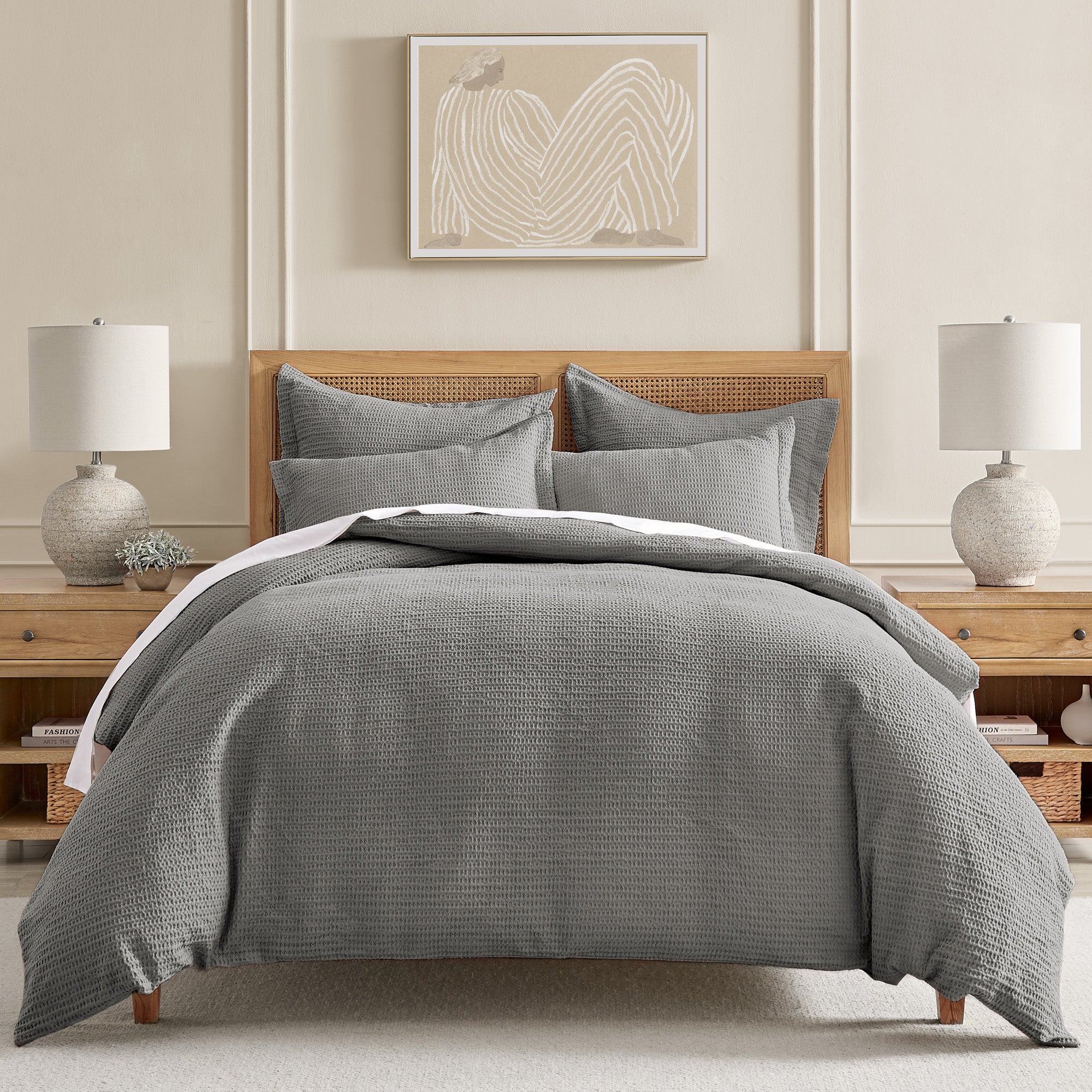 Premium Cloud Waffle Duvet Cover Set - Soft & Breathable Bedding - Queen/King Size - Luxury Textured Bedding for Cozy Sleep & Hotel-Style Comfort