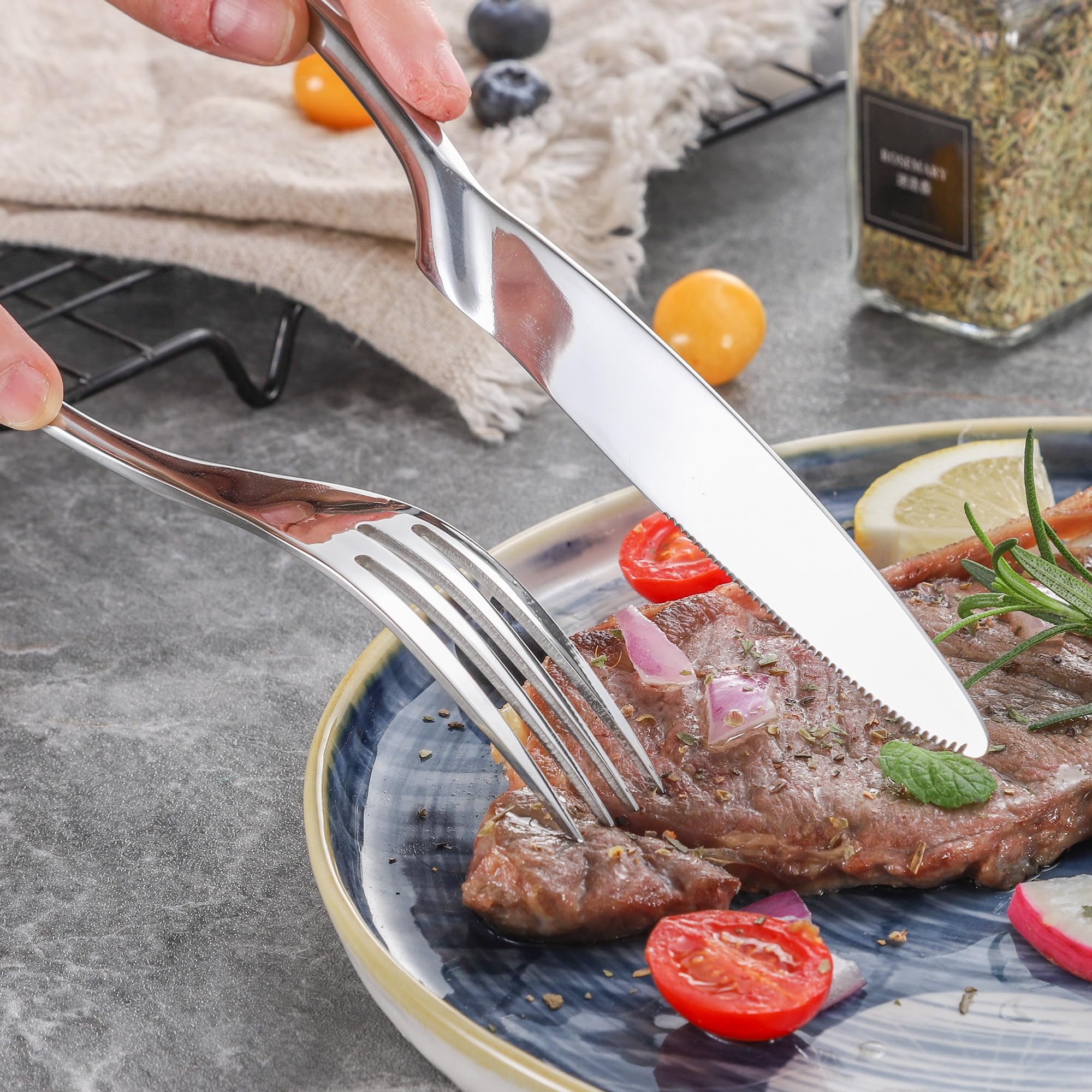 20-Piece Stainless Steel Silverware Set for 4 - 18/10 Heavy Duty Flatware with Forged Knife, Mirror Polished Cutlery Set (Forks, Spoons, Knives) - Dishwasher Safe - Perfect for Dinner Parties, Restaurants & Everyday Dining