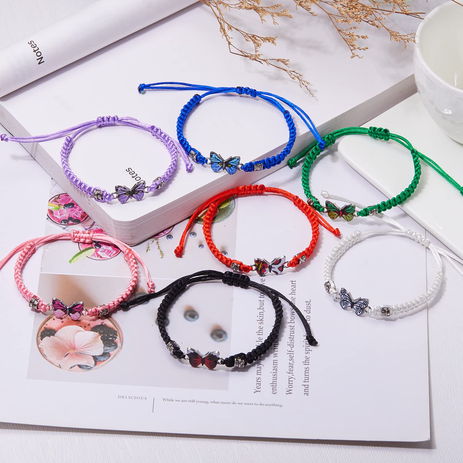 Always Believe in Yourself Butterfly Bracelet - Adjustable Braided Rope Charm Bracelet for Women, Lucky Friendship Matching Jewelry Gift for Best Friends, Birthday, Graduation & Everyday Wear