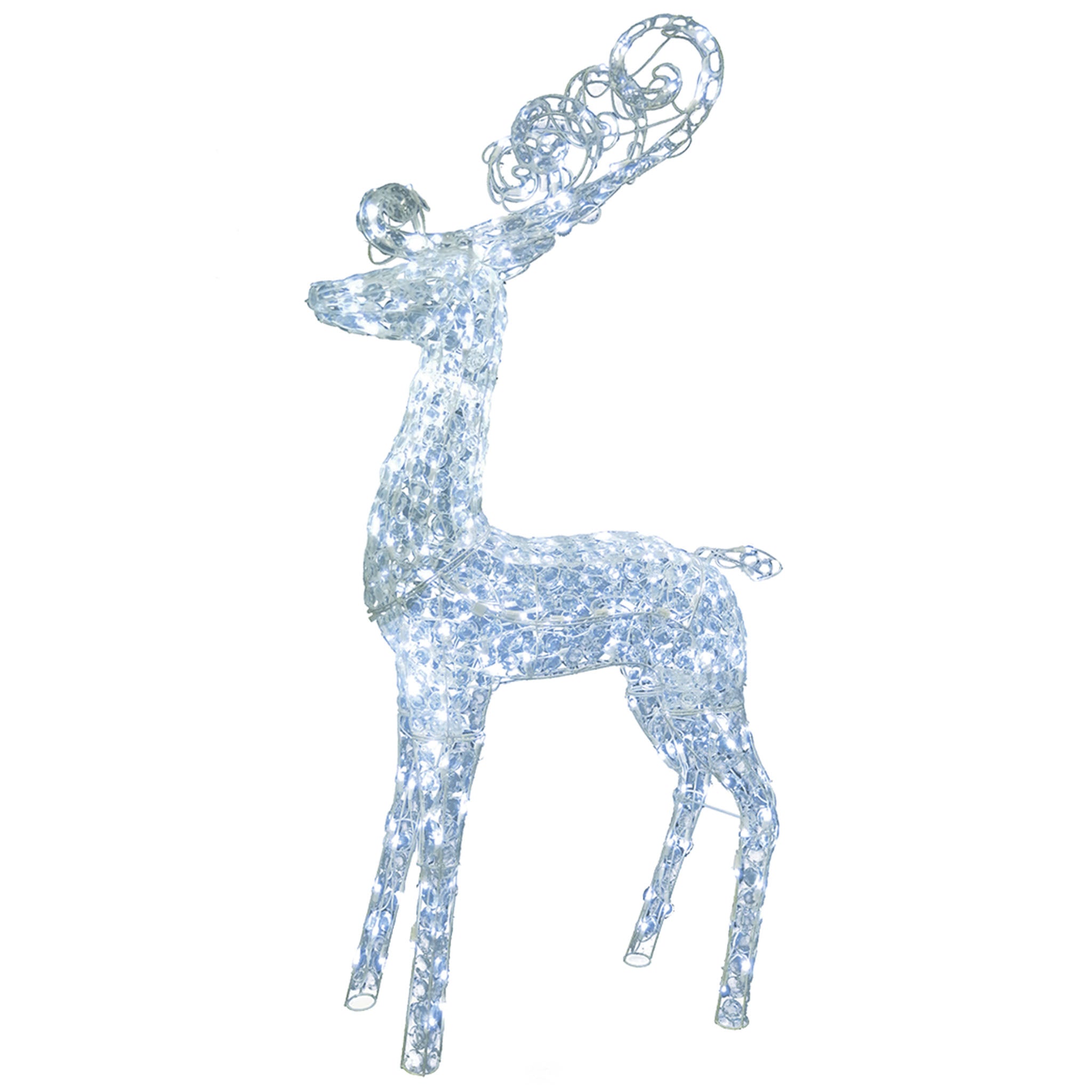 60 Inch LED Crystal Bead Standing Deer Statue - Elegant Holiday Decor for Christmas, Winter, Wedding & Home Decoration
