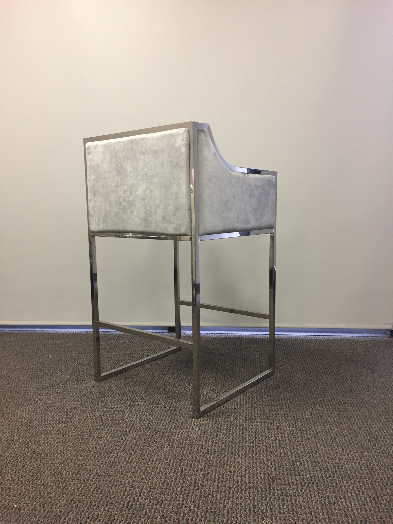 Erin Counter Bar Stool with Silver Metal Frame - Gray Upholstered Seat - Perfect for Kitchen Islands, Breakfast Bars & Home Bars - Adjustable Height & Comfortable Back Support