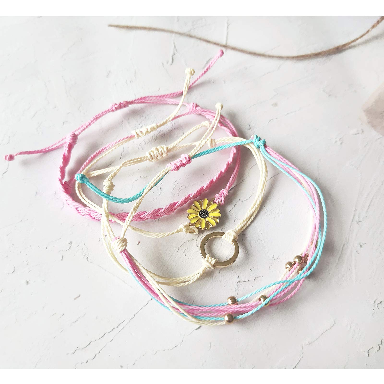 Trendy Adjustable String Bracelets for Women - Waterproof Friendship Ankle Bracelets, Summer Beach Wave Surfer Jewelry Gifts - Perfect for Stocking Stuffers, Outfits Accessories & Best Friend Gifts (Ideal for Beach Parties, Summer Vacations & Casual Wear)