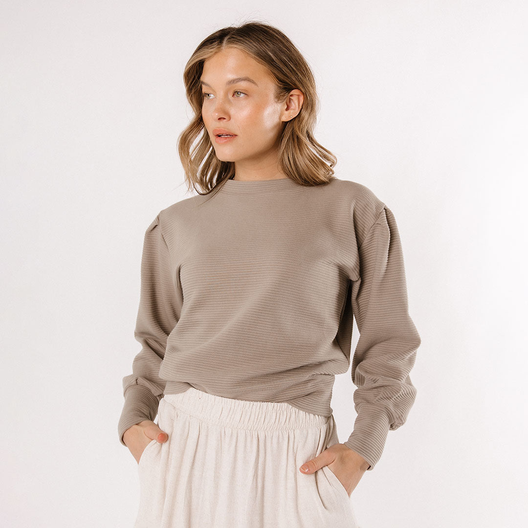 Atlas Ribbed Sweater for Women - Soft Knit Pullover, Chestnut Brown Fall Winter Tops - Cozy Casual Wear for Office, Date Night & Weekend Outfits